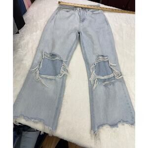Altar'd State Jeans distressed Raw Hem light wash knee holes Pre-owned Size 25